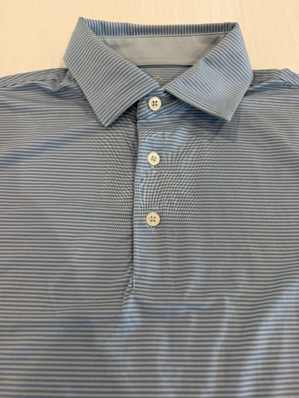 Southern Tide - Short Sleeved Polo - Light Blue Striped - Men's - Medium